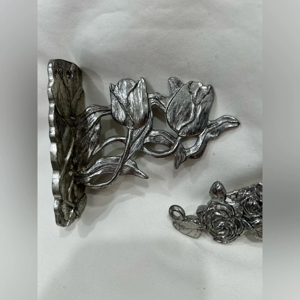 Silver Floral Hanging Wall Brackets